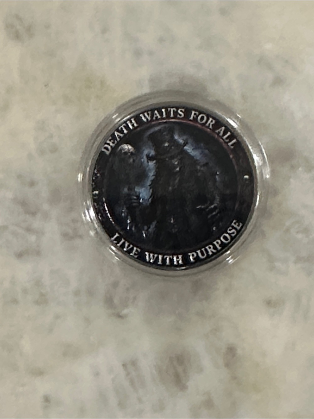 Live With Purpose Black Challenge Coin - Death Waits For All